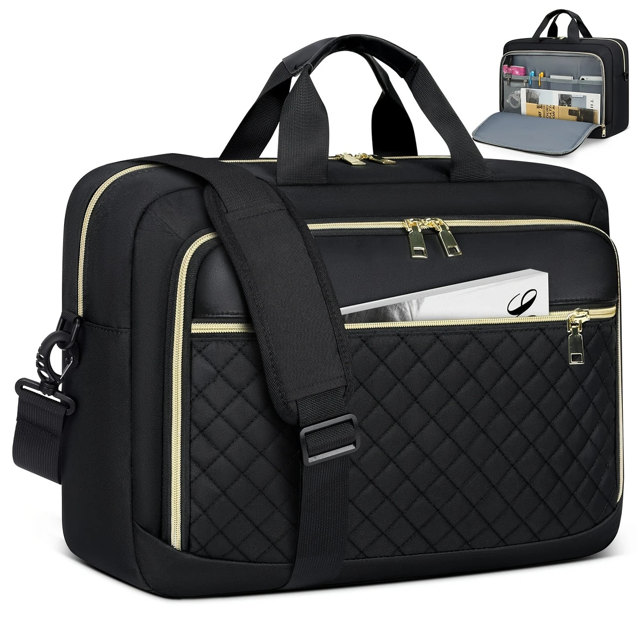 Women Men Shoulder Messenger Bag Large Computer Bag For Business Office Work College, Black