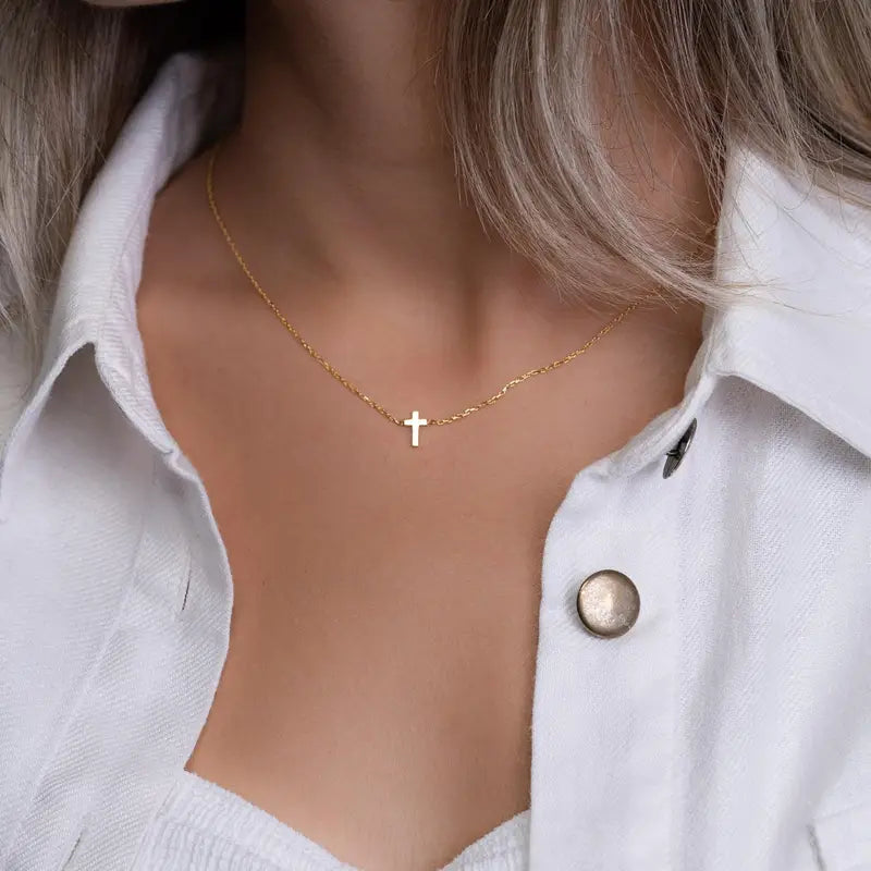 Elegant Golden Cross Pendant Necklace