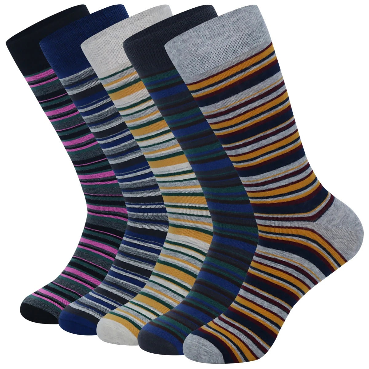 Men’s Plus Size Striped Dress Socks – 5 Pairs