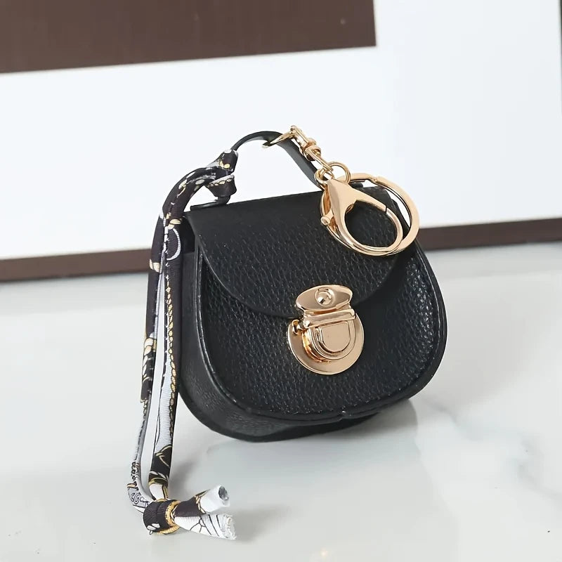 legant Mini Saddle Bag Keychain With High-quality Scarf