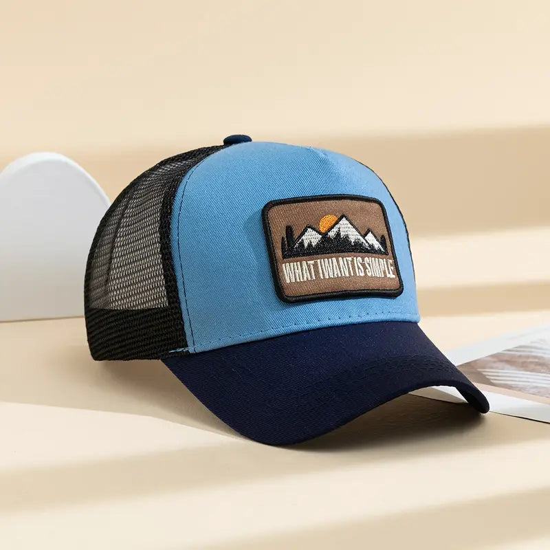 Breathable Mesh Trucker Cap with Mountain Patch