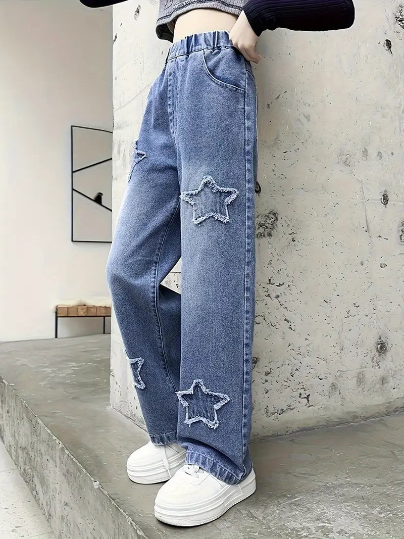 Y2K Style Five-Point Star Jeans for Girls