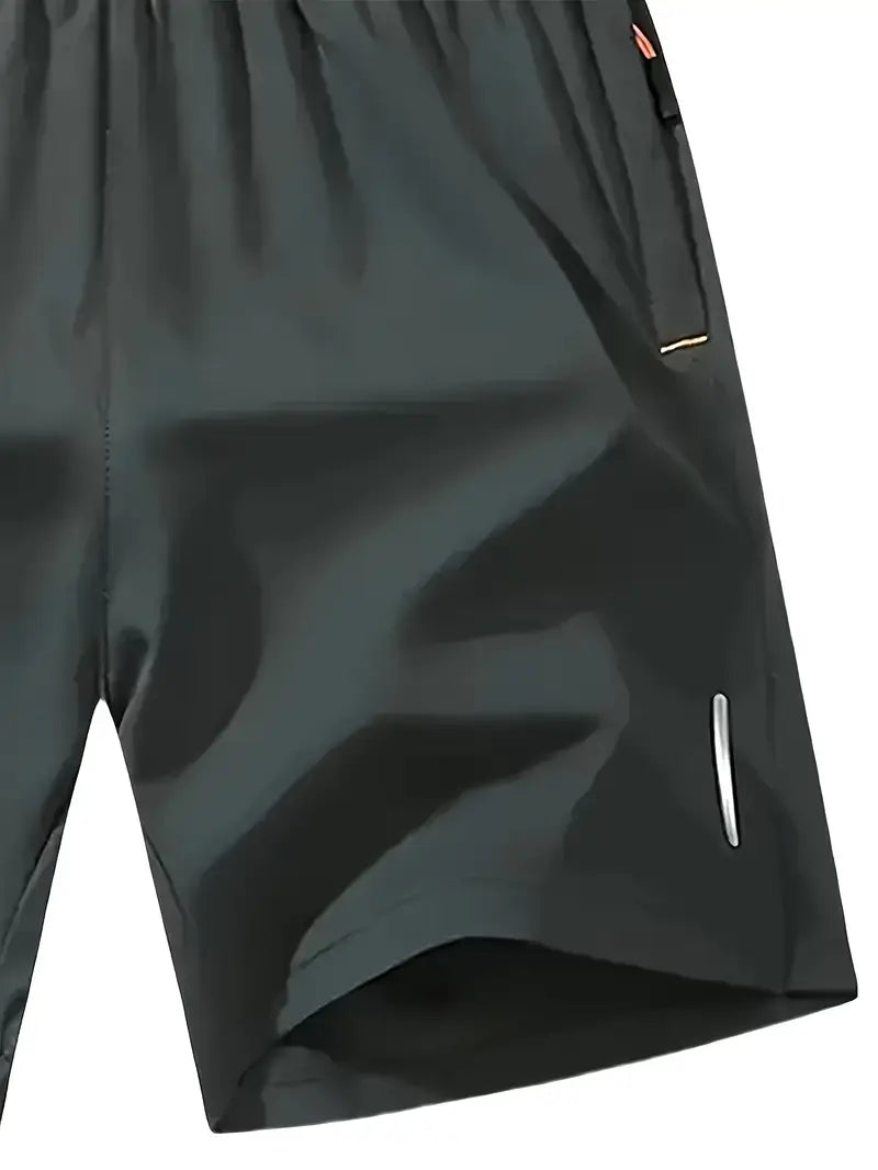 Men's Olive Green Athletic Shorts with Zipper Pockets