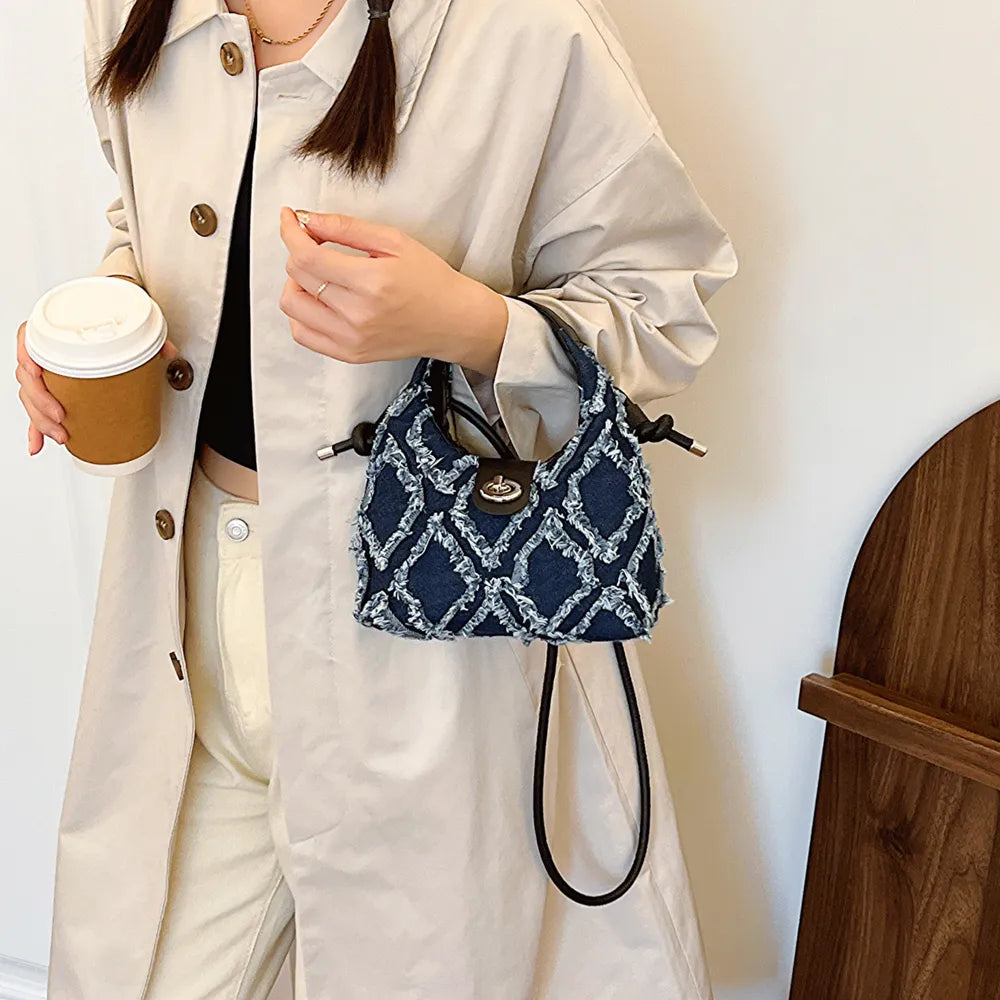 Quilted Raw Hem Mini Crossbody Bag