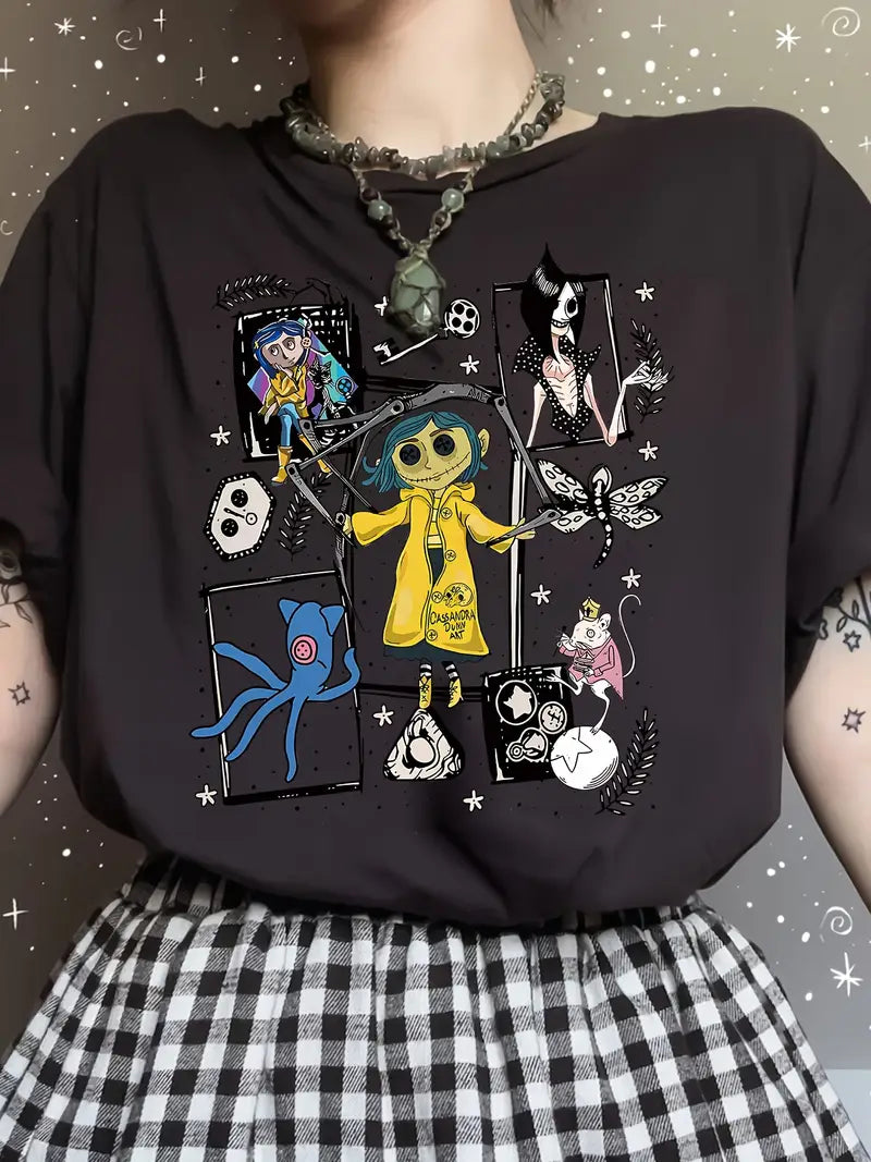 Casual Crew Neck Portrait Print Polyester T-Shirt