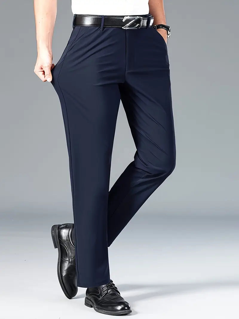 Relaxed Fit Men's Straight Leg Dress Pants