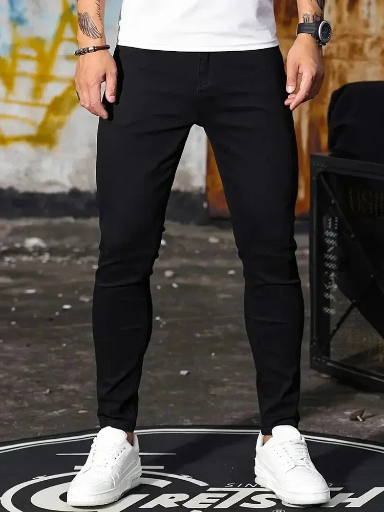 Men's Light Wash Street Style Denim Jeans Black