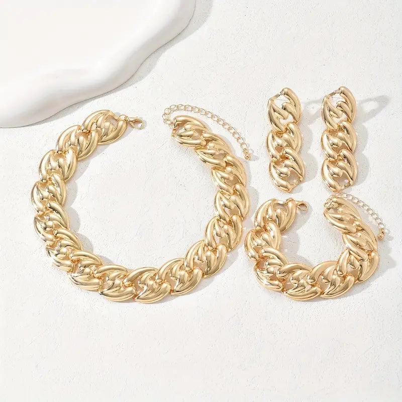 Golden-Tone Luxurious Jewelry Set