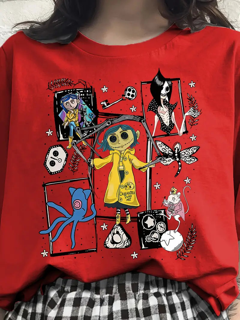 Casual Crew Neck Portrait Print Polyester T-Shirt