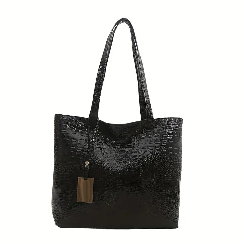 Crocodile Pattern Business Casual Commuter and Work Handbag
