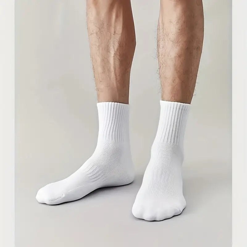 5 Pairs of Anti-Odor Men's Solid Crew Socks,