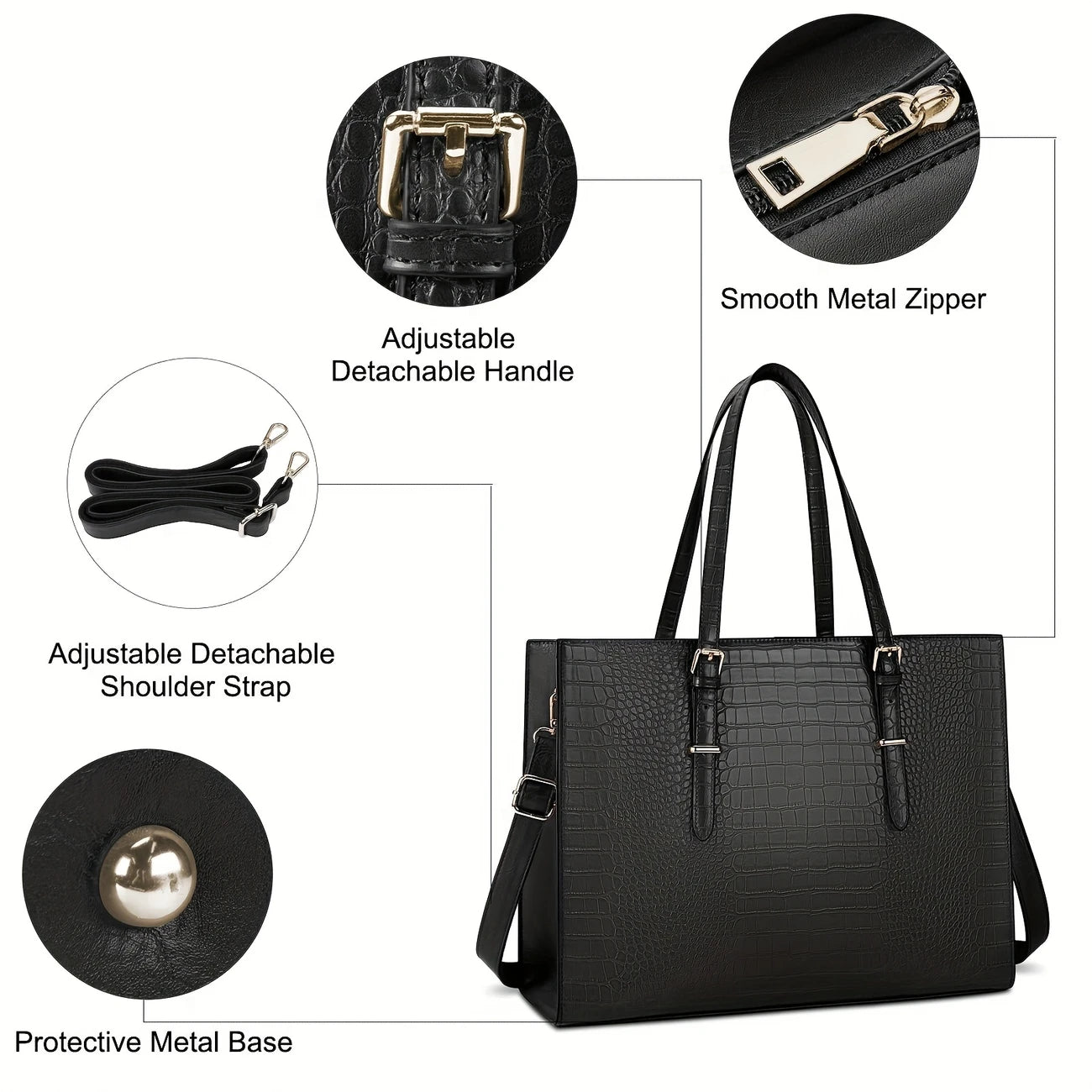 Women 15.6 Inch Laptop Tote Bag Classy Computer Briefcase For Work Handbag Professional Shoulder Bag Women Business Office