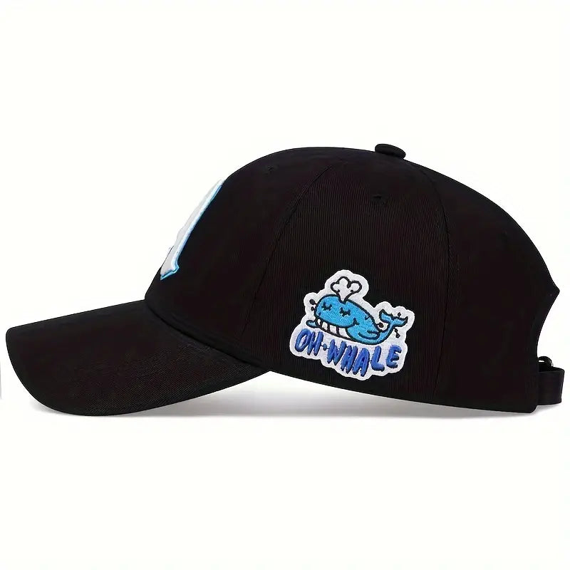 Hippie Style Embroidered "A" & Dolphin Trucker Hat