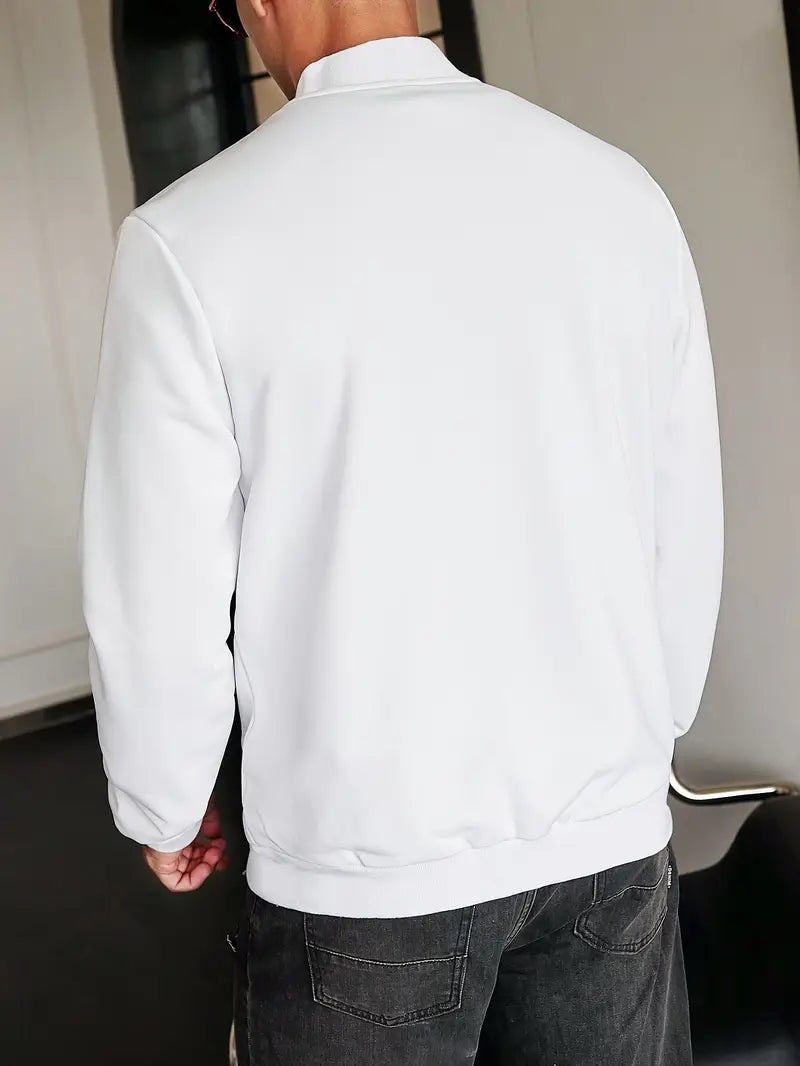 Men's Casual Crew Neck Baseball Jacket