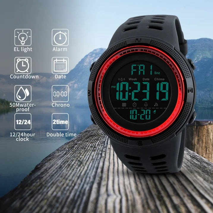 SKMEI Men's Watch, Waterproof Digital Sport Watch, Military Digital Watch Alarm