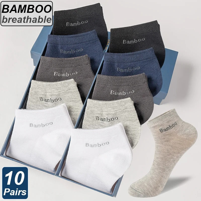 Men’s Bamboo Fiber Ankle Socks – 10 Pairs
