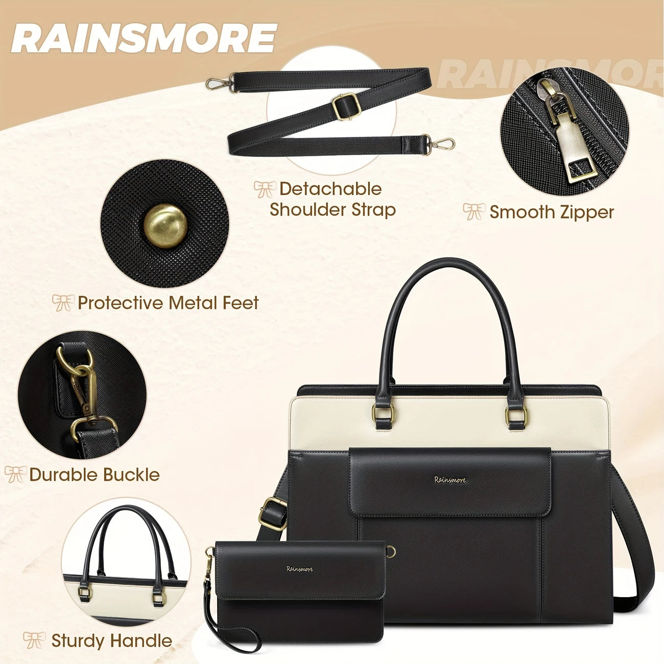 Women 15.6 Faux Leather Laptop Tote Bag Large Computer Bags Business Office