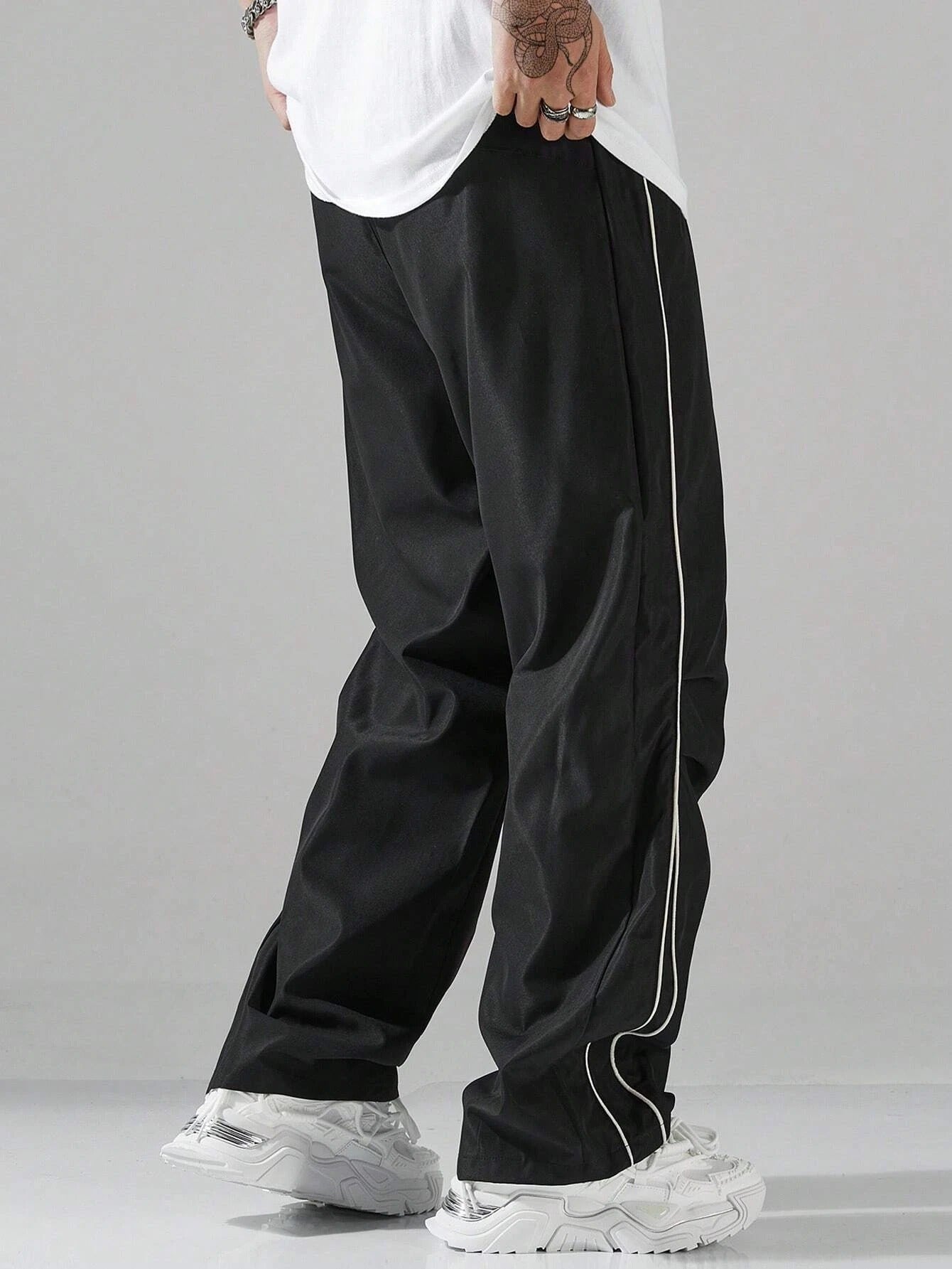 Larbulse Men's Contrast Trim Trousers