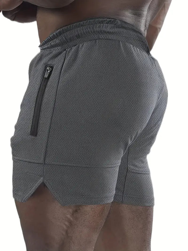 Men's Quick-Dry Workout Shorts with Zipper Pockets