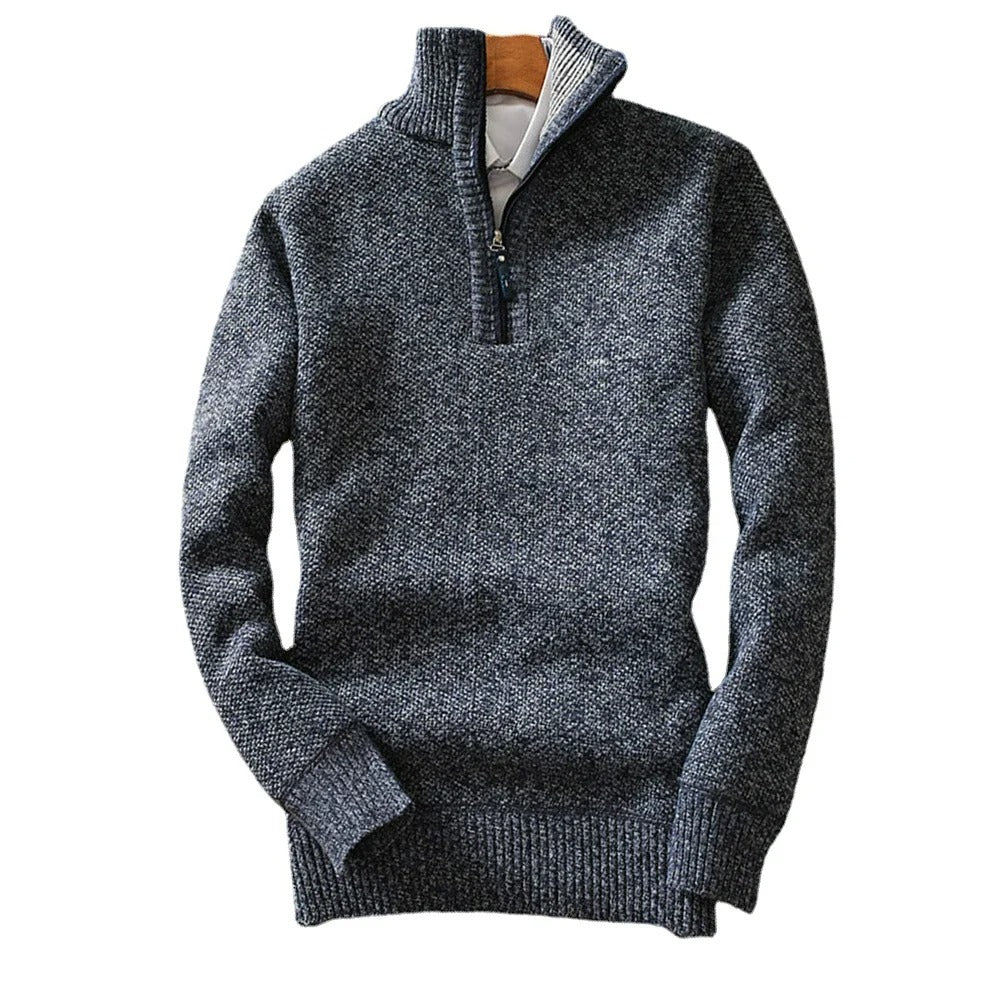 Men's Fleece Knit Zip Pullover Sweater Jacket