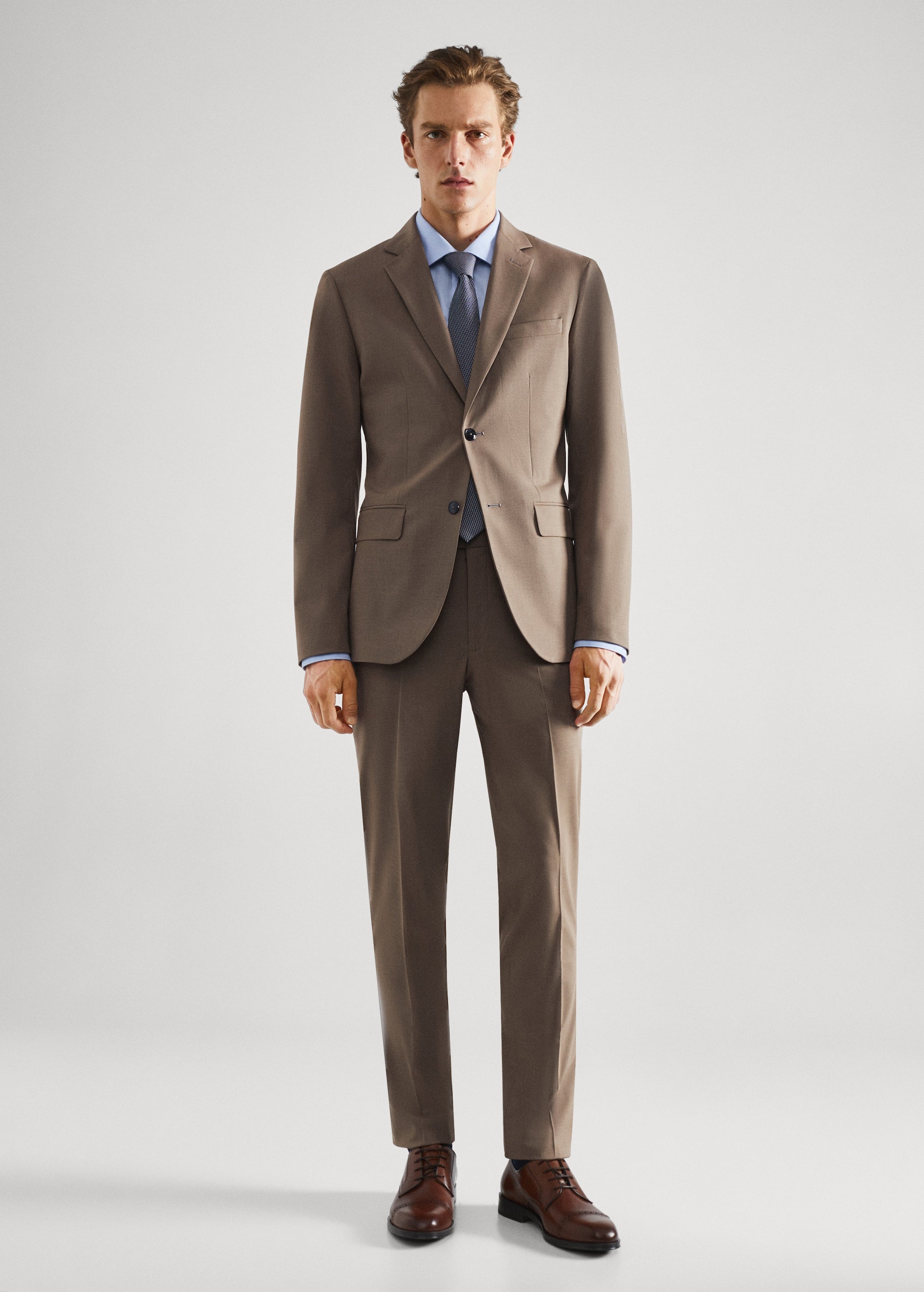 Stretch-fabric slim-fit suit blazer Beige