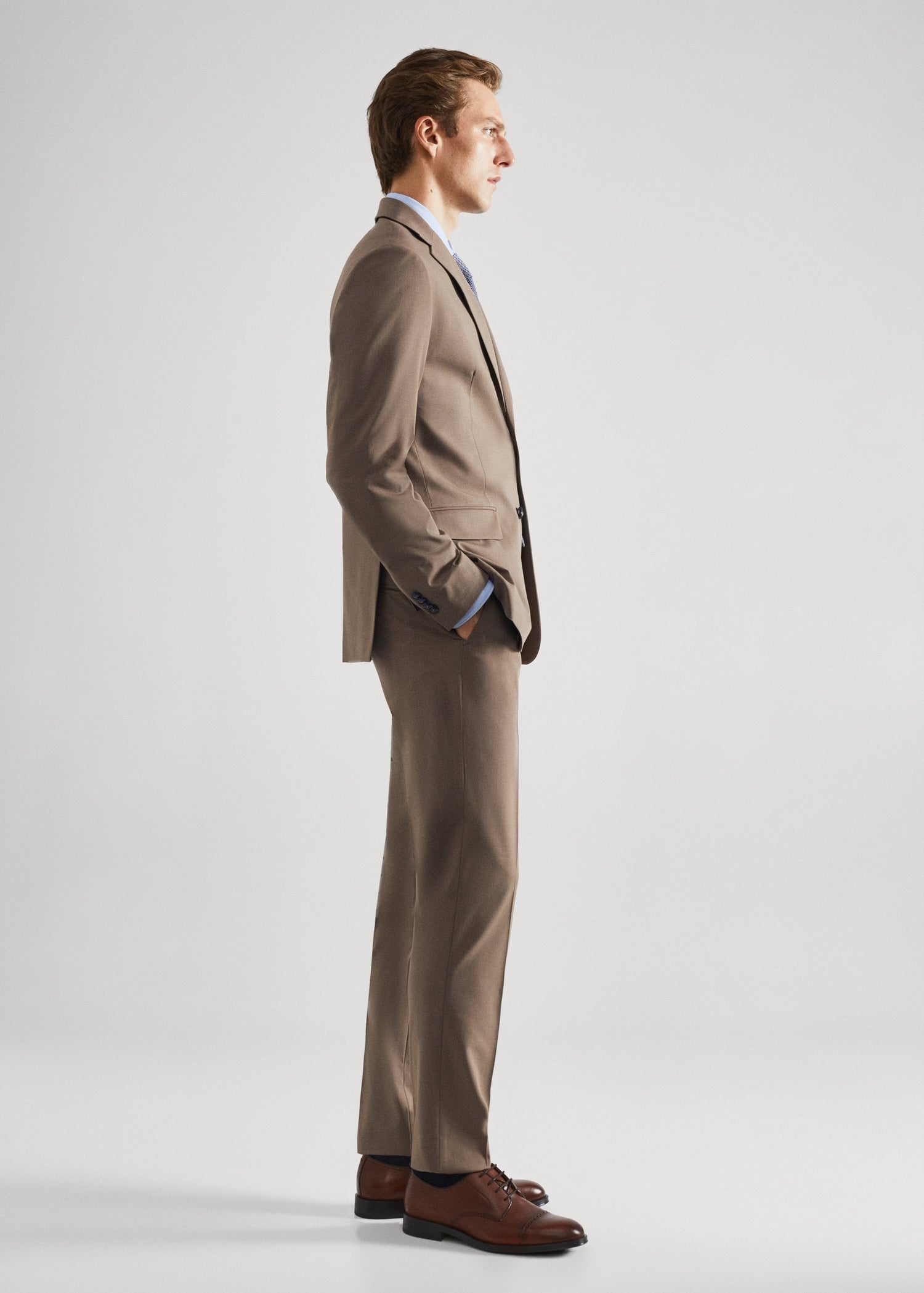 Stretch-fabric slim-fit suit blazer Beige