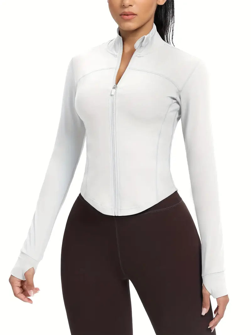 Women'S Sports Jacket Slim Fit Full Zip Athletic Running Workout