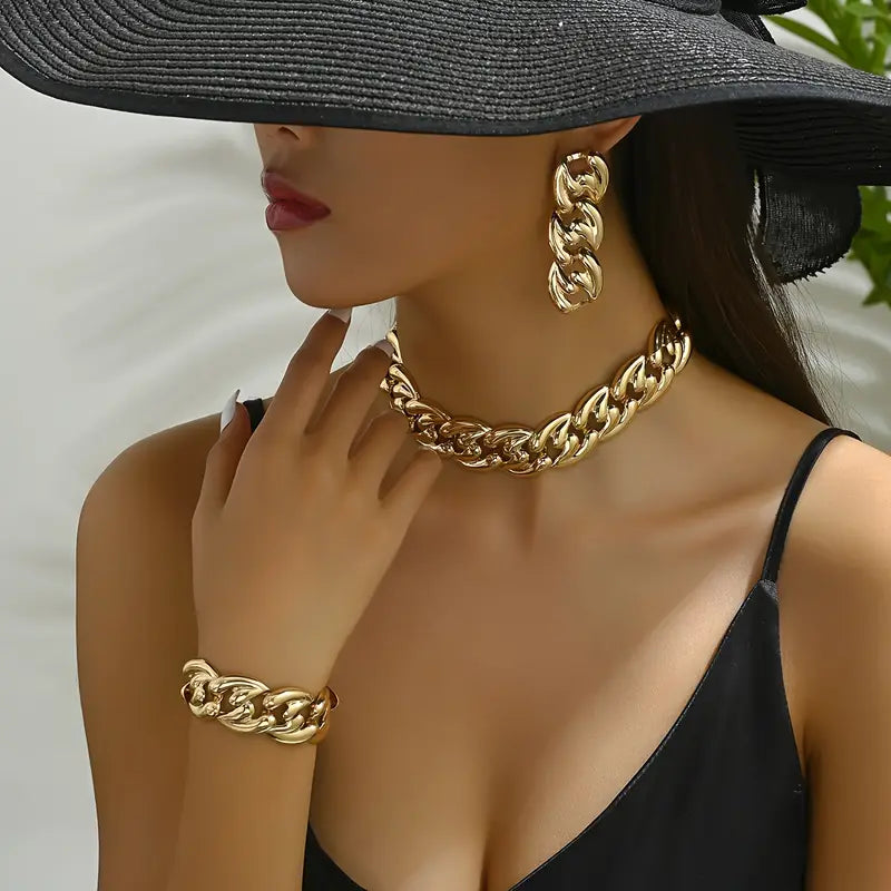 Golden-Tone Luxurious Jewelry Set