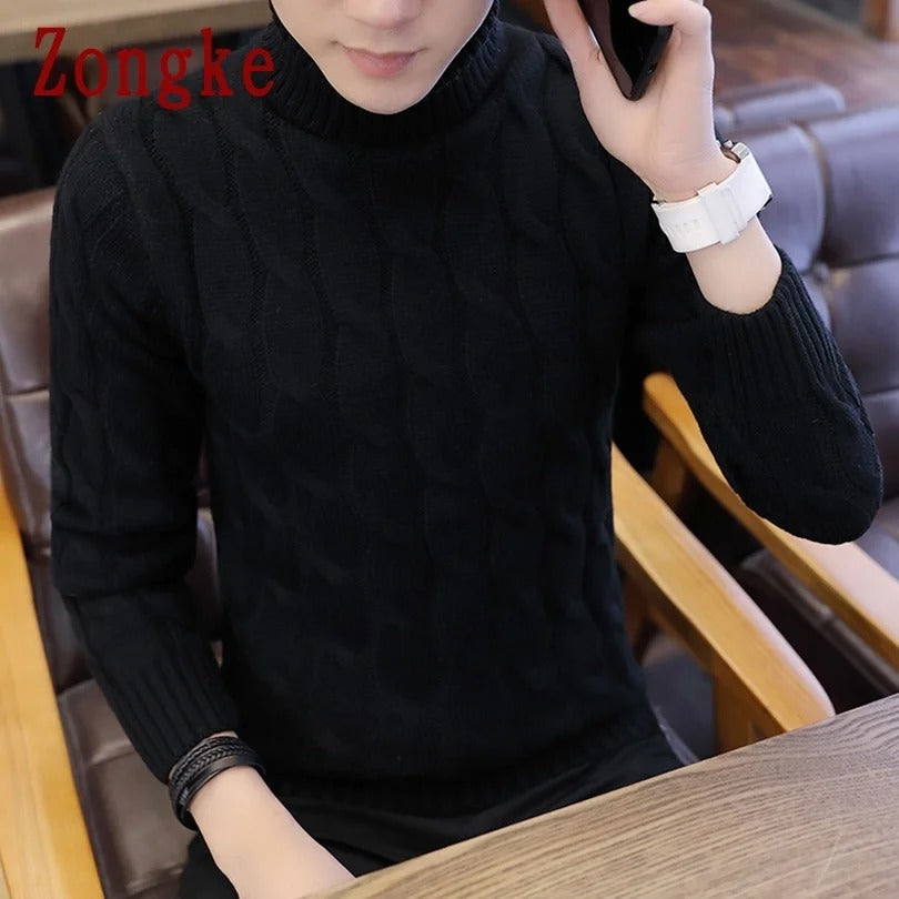 Men's White Turtleneck Sweater