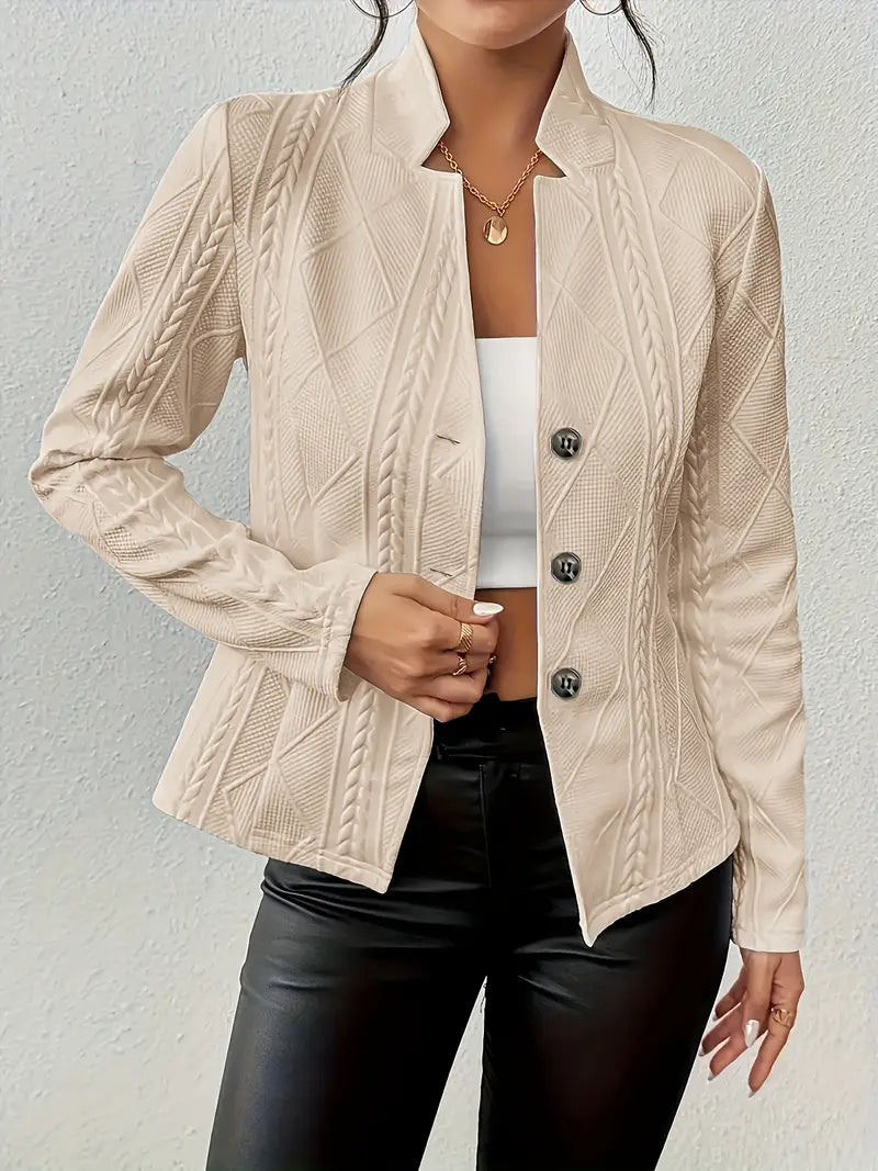 Single-Breasted Long Sleeve Fall/Winter Jacket with Buttons