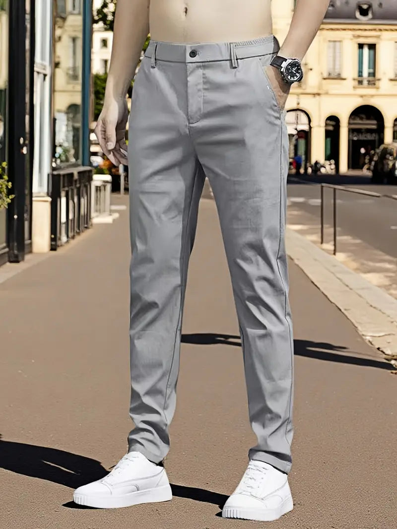 Men’s Light Gray Summer Suit Pants – Office & Travel Ready