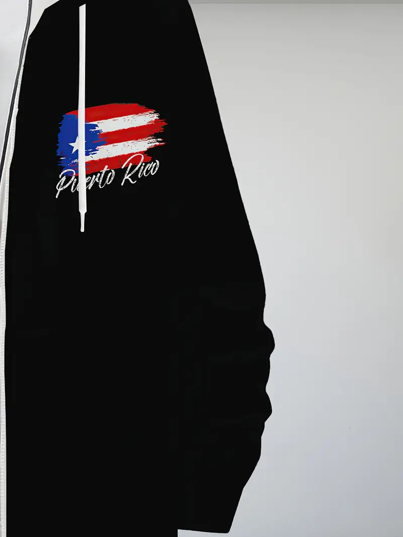 Men's "Free Cuba" Graphic Zip-Up Hoodie Jacket