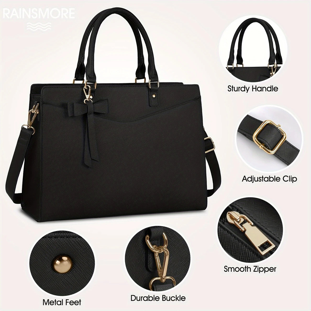 Lightweight Dark Green Professional Business Office Work Tote Bag For Women