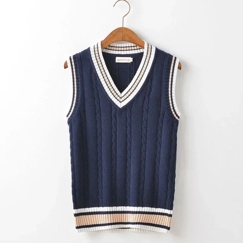 Men’s Thick Striped V-Neck Sweater Vest