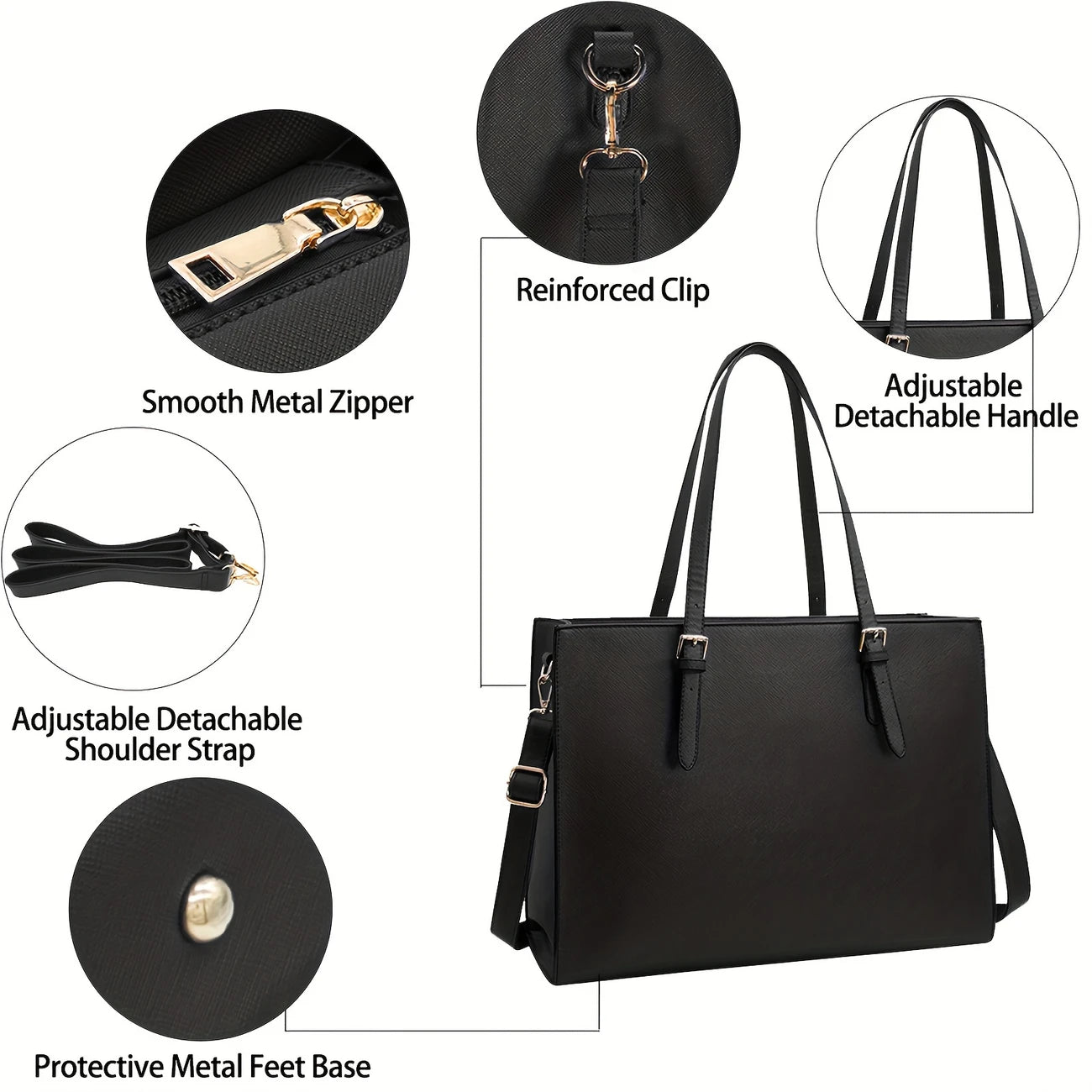Women Waterproof Lightweight 15.6 Inch Computer Tote Bag Business Office Briefcase Large Capacity