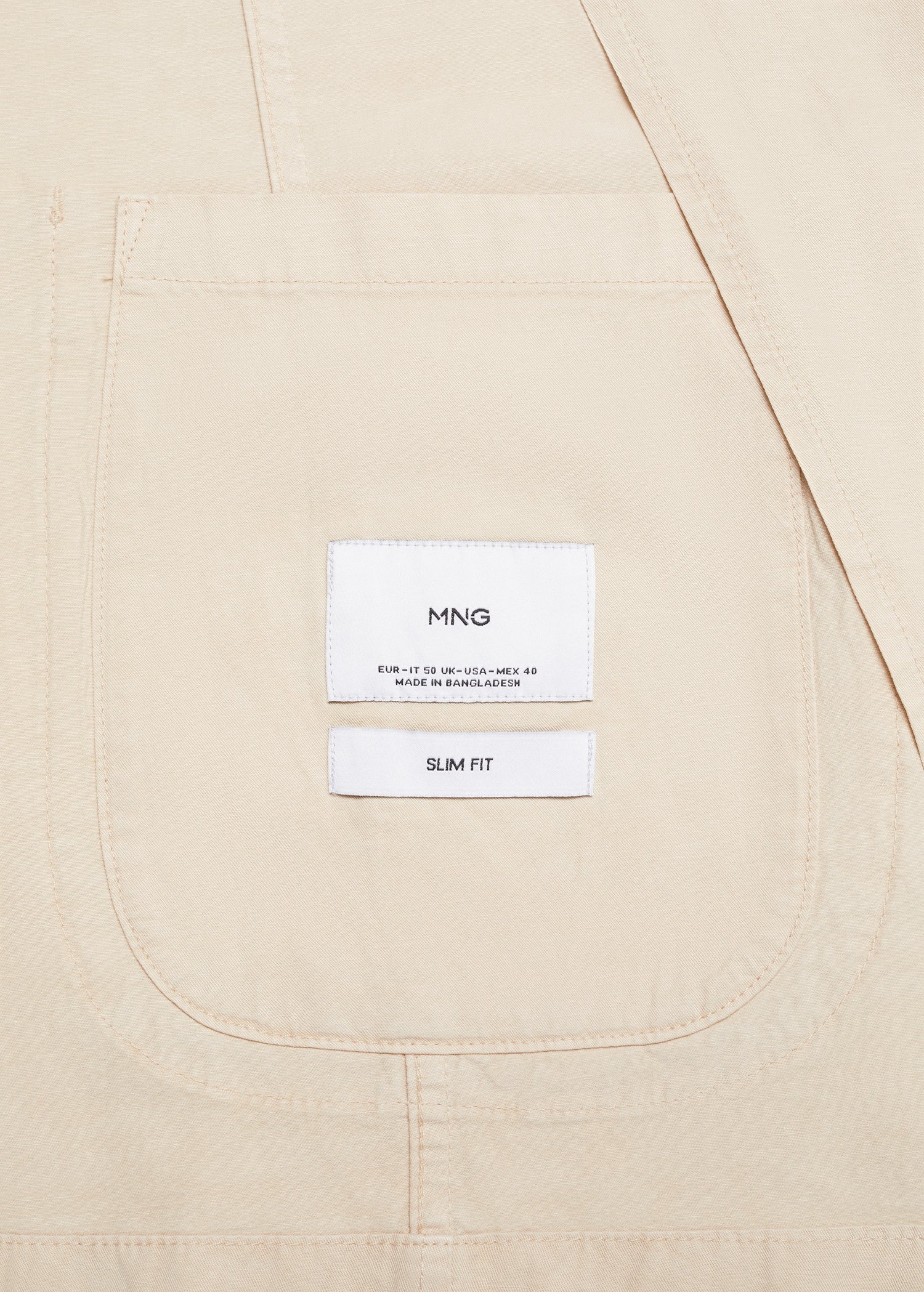 Slim Fit Linen Cotton-blend Blazer Cream