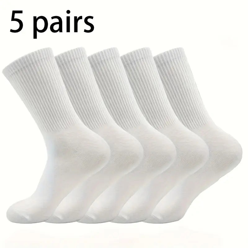 5 Pairs of Anti-Odor Men's Solid Crew Socks,