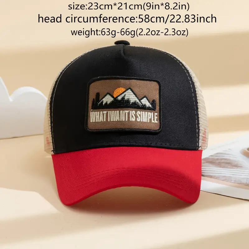 Breathable Mesh Trucker Cap with Mountain Patch