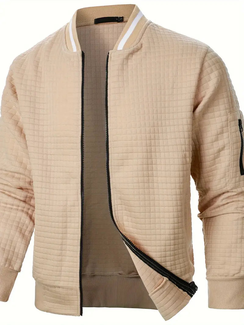 Men's Casual Stand Collar Zip-Up Jacket