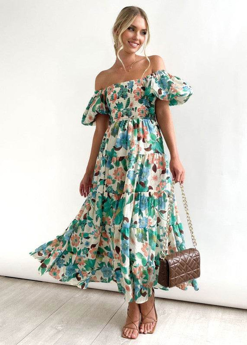 Women'S Dress off Shoulder High Waist Dress