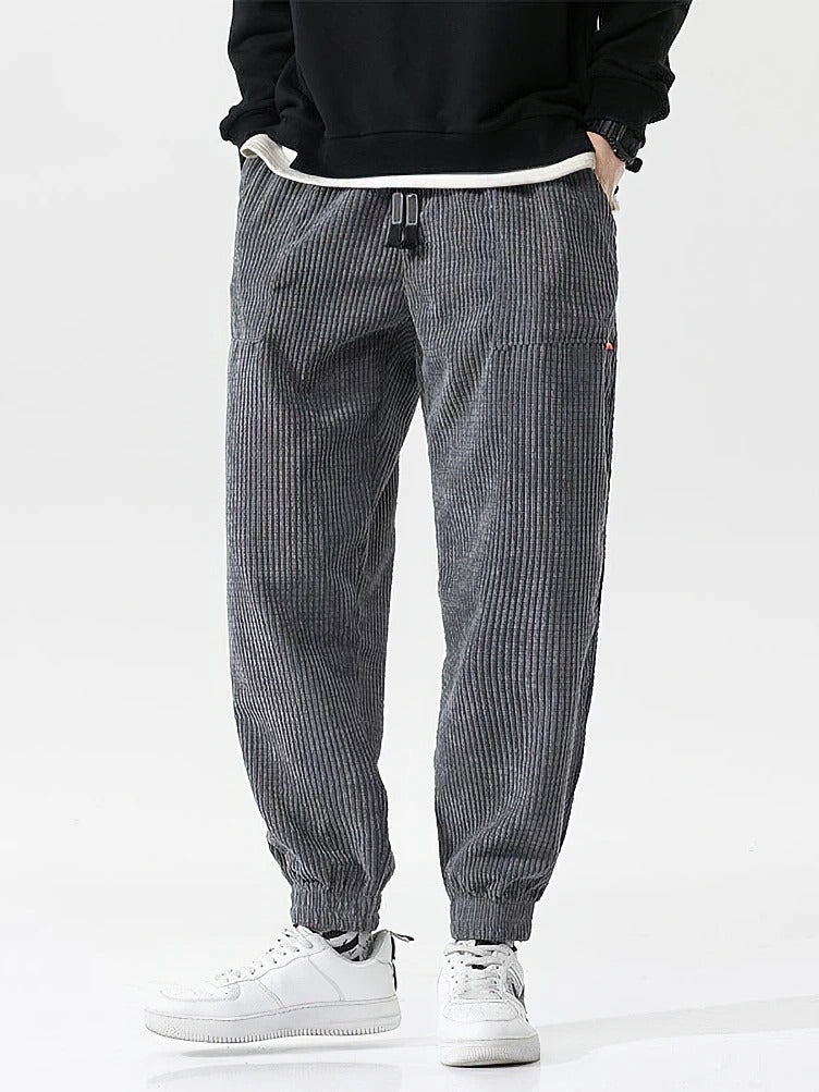 Men's Baggy Corduroy Loose Fit Fleece Jogger Trousers