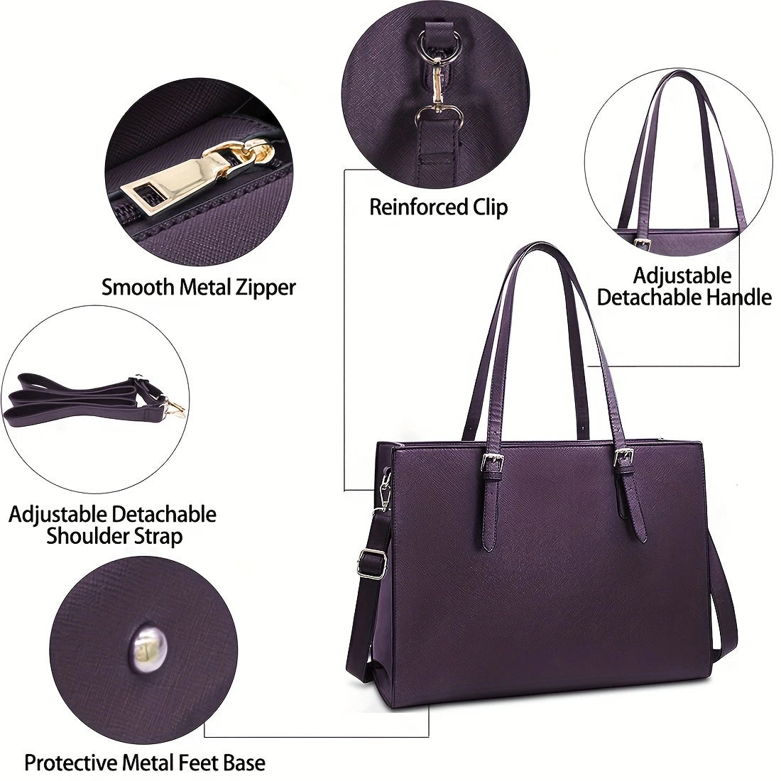 Women Waterproof Lightweight 15.6 Inch Computer Tote Bag Business Office Briefcase