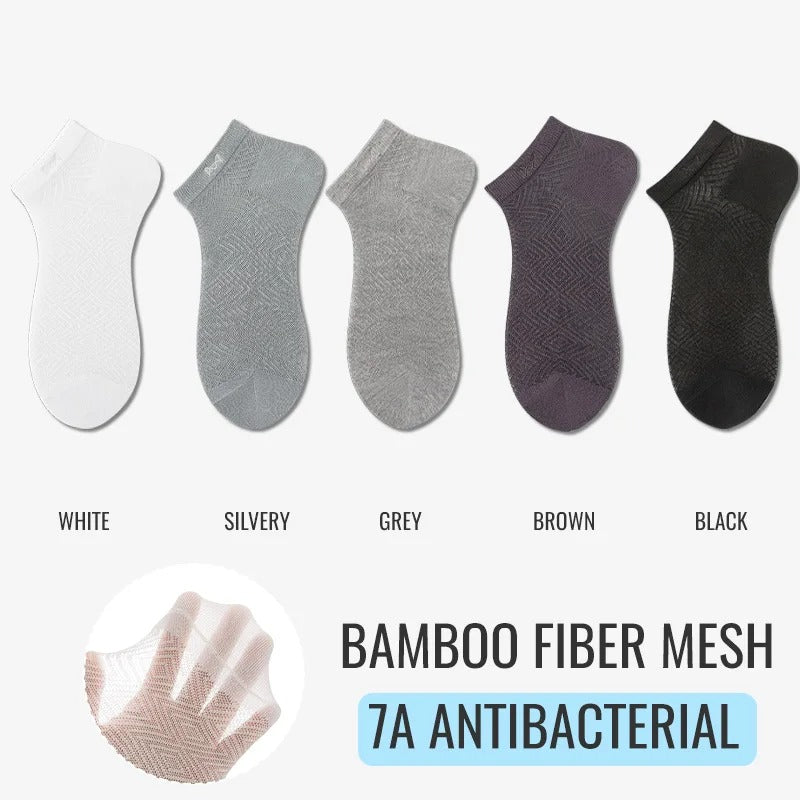 Men’s Ice Silk Bamboo Ankle Socks – 5 Pairs