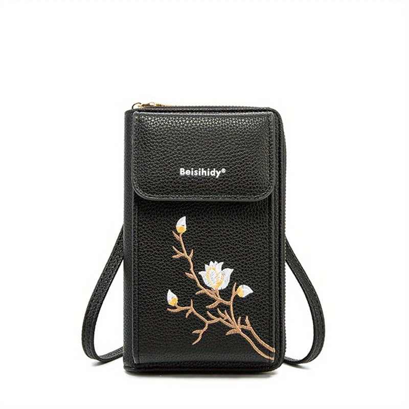 Trendy Embroidered Floral Mini Crossbody Bag for Women