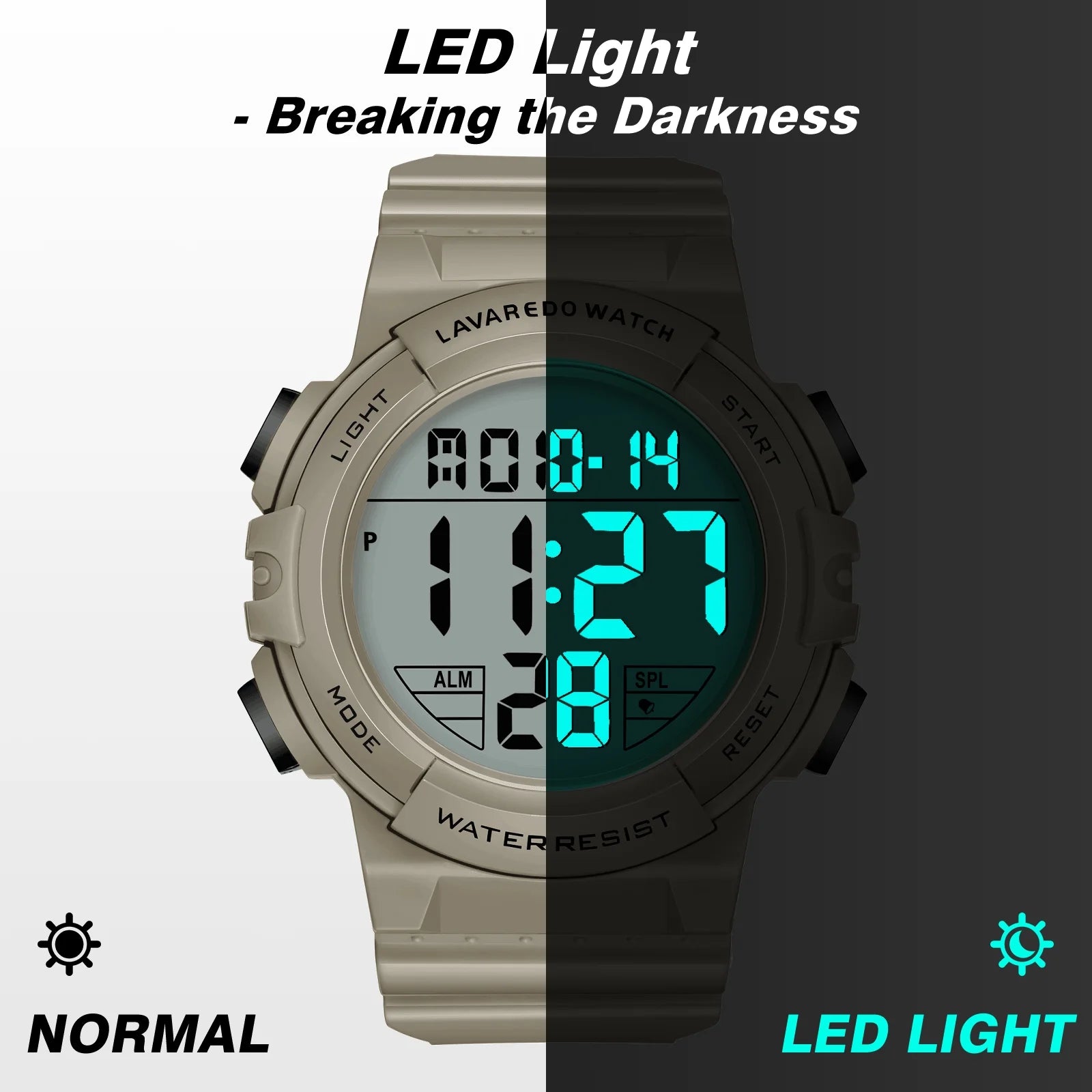 Men's Digital Sports Watch With Stopwatch/Alarm/Dual Time/ LED Backlight Outdoor Sports Waterproof Watch PU Strap Gifts for Man