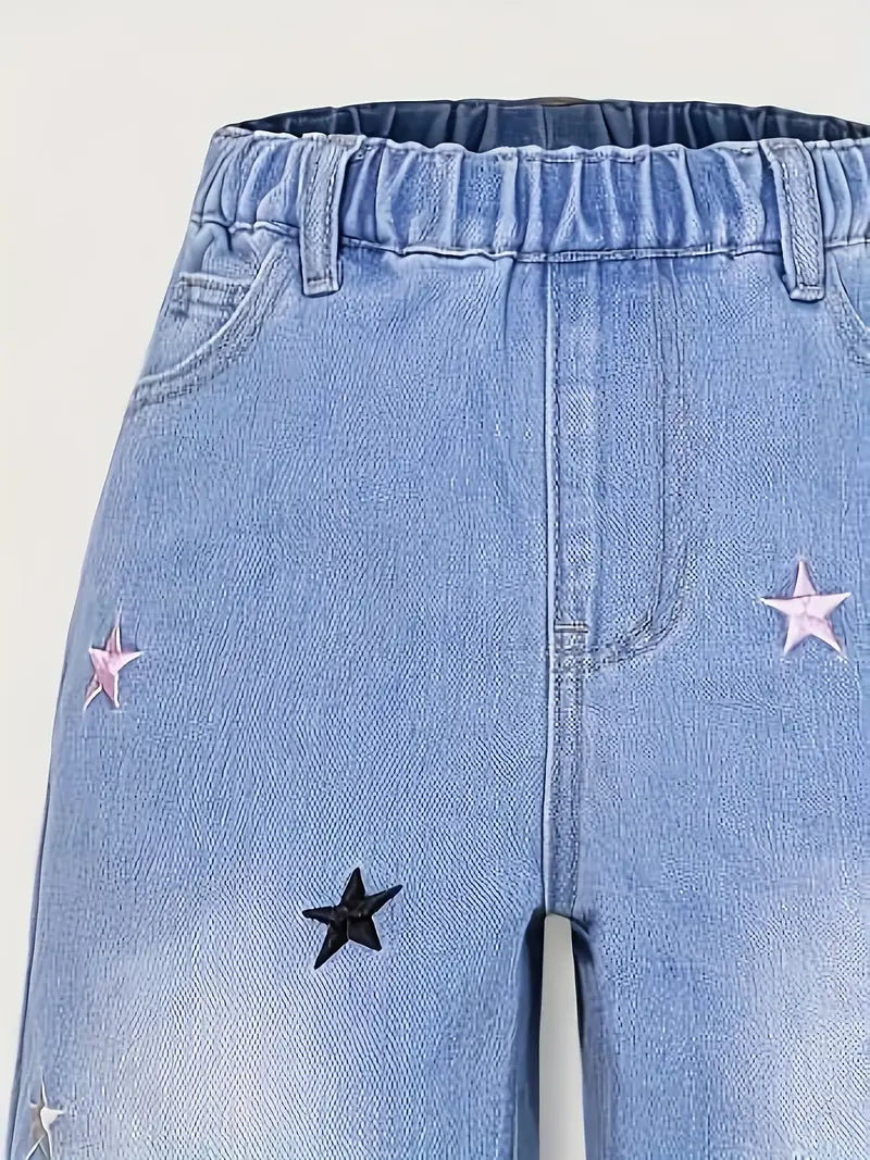 Light Blue Denim Girls' Straight-Leg Pant