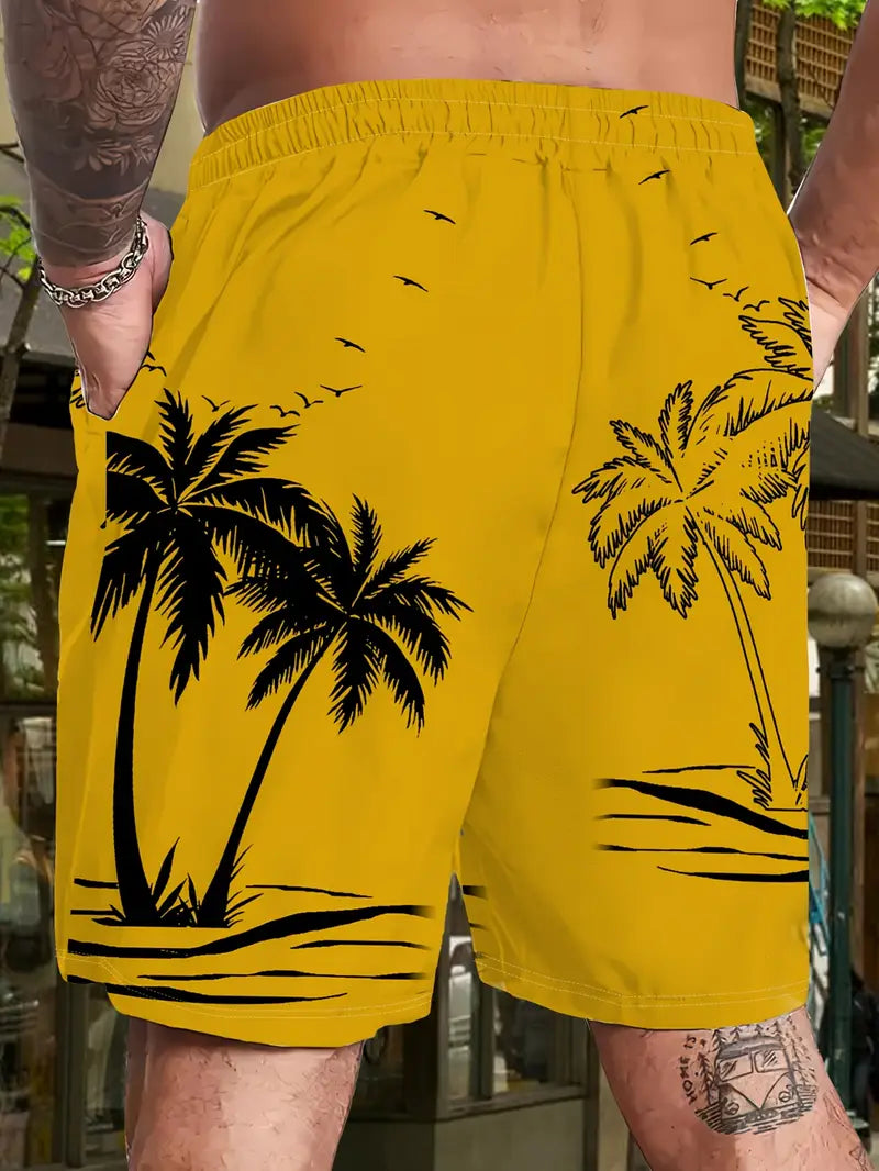 Men’s Tropical Palm Tree Print Swim Shorts