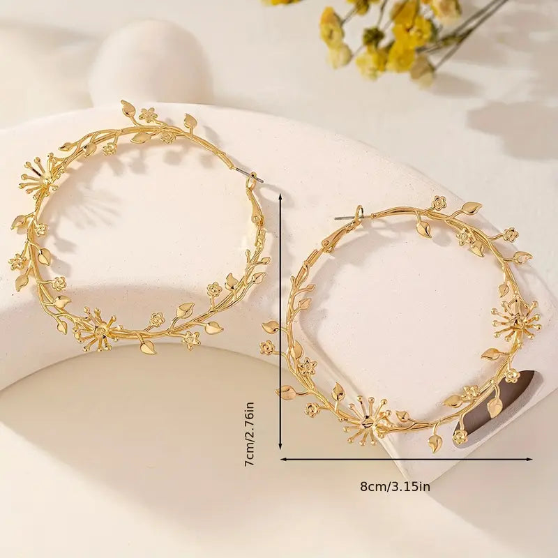 Golden Elegant Retro Fashion Hoop Earrings
