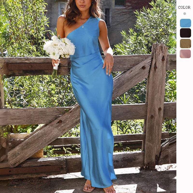 Celestia | One Shoulder Wedding Guest Dress with Elegant Flowing Cut | Wedding Dresses