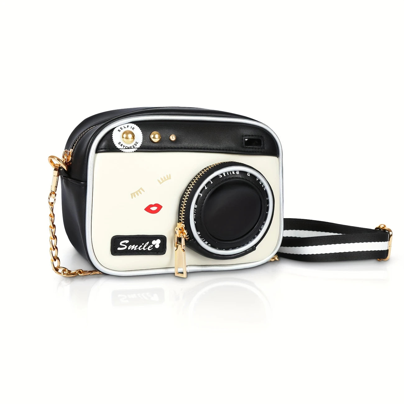 Stylish Synthetic Leather Women’s Camera-Inspired Crossbody Bag